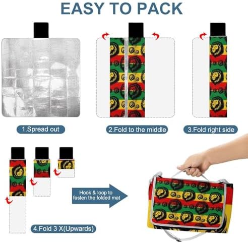Reggae Rasta Flag Black Art Family Outdoor Beach Blanket Waterproof Camping Picnic Blankets Grass Lawn Park Picnic Mat - Image 3