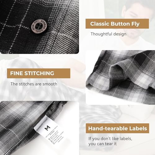 BAMBOO COOL Men's Pajama Bottoms Plaid Pajamas Pants Soft Lounge Woven Pj - Image 4