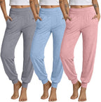 Ficerd 3 Pack Women's Joggers Loose Yoga Pants with Pockets by Ficerd