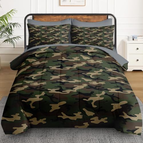 WeCozy Full Comforter Set with Sheets, 7 Pieces Woodland Military Bedding - Image 2