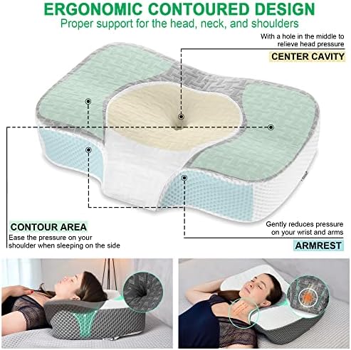 Elviros Cervical Memory Foam Neck Pillow for Pain Relief Side Sleeping - Image 4