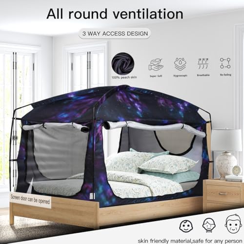 Bed Tent,Portable Privacy Sleeping Bed Canopy,Blackout 90% Drapes for Kids and Adult,Indoor Space Tent with Breathable Large Mesh Windows - Image 2