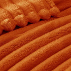 Exclusivo Mezcla Striped California King Fleece Bed Blanket, Burnt Orange - Image 4