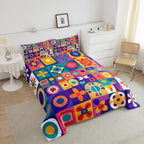 Erosebridal Watercolor Geometric Toddler Bedding Set,Mexican Talavera Tile Comforter Set for Kids Room Decor,Colorful Rainbow Quilt Bed Set Abstract Style Down Comforter 2Pcs - Image 3