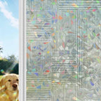 Window Privacy Film Static Cling, Sage Green Modern Striped Decorative Stained Glass Window Film for Floor-to-Ceiling Glass/Large Patio Doors, Grid Line Blocks Farmhouse 29.5 x 118 Inches - Image 4