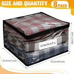 Plastic Storage Bags with Easy-Glide Zipper, Pack of 8, Durable Clear Vinyl Zippered Storage Bags for Clothes Sweaters Comforters Blankets Sheets Bedding (25 x 21 x 11 Inch, Transparent Black) - Image 2