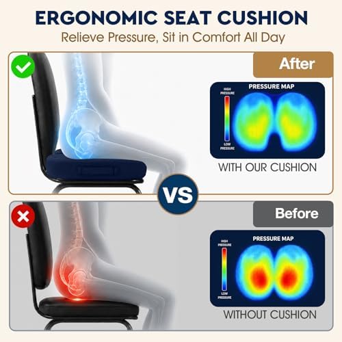TushGuard Seat Cushion, Memory Foam Office Chair Cushion - Blue, XXX-Large - Image 3