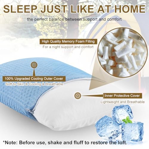 Ivellow Travel Pillow, Camping Pillow for Sleeping,Cooling, Memory Foam -S - Image 3