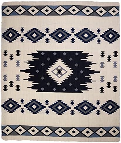 QISU Wool Blanket Throw | Large, Beautiful, Warm, Soft, Handmade in Ecuador by Local Artisans |94″ x 78″| Ultra-Soft, Hypoallergenic & Breathable | Non-Itchy or Scratchy Fabric (Blue Pyramid) - Image 3