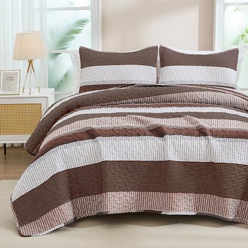 Andency King Size Quilt Set Brown, 3 Pcs Bedspreads & Coverlets by Andency