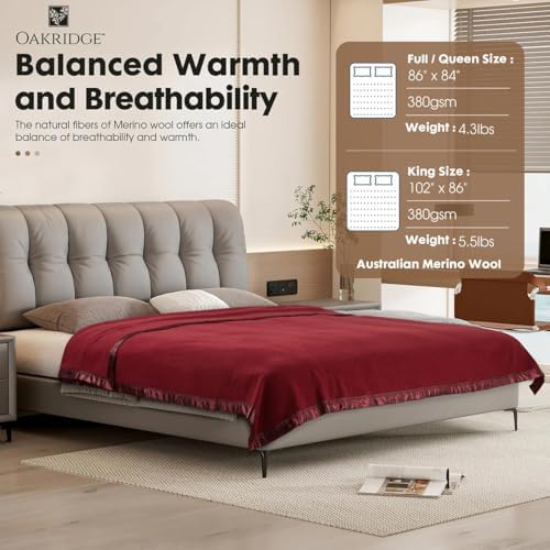 OakRidge Heirloom Merino Wool Blanket - 100% Australian Wool with - Image 4