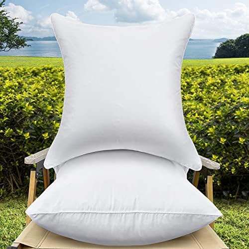 20 x 20 Outdoor Throw Pillow Inserts Set of 2 Waterproof Square Premium Decorative Couch Pillow Stuffers Form Large White Sofa Cushions Indoor by QSWRD