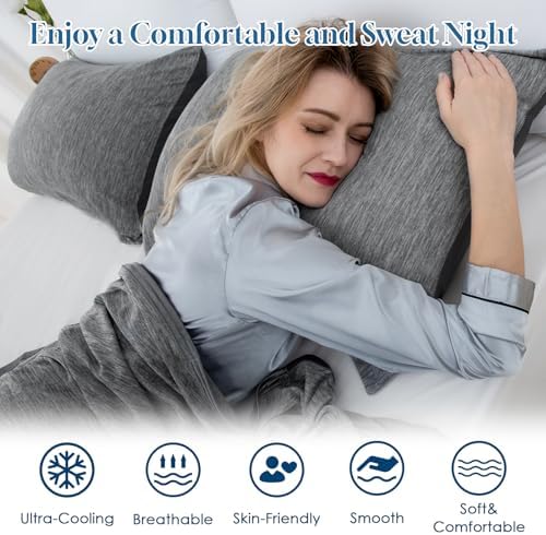 CHOSHOME Cooling Pillow Cases Zipper Pillow Covers Q-Max > 0.45 Zippered Pillowcases for Hot Sleepers, Soft, Breathable, Skin-Friendly, 4 Pack (King, 20"x36", Black) - Image 4