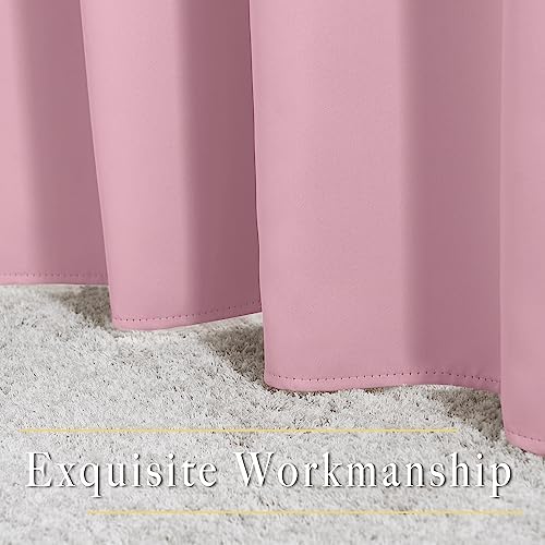 NICETOWN Blackout Curtains Panels for Bedroom - 3 Pass Microfiber Noise Reducing Thermal Insulated Solid Ring Top Blackout Window Drapes (2 Panels, 66 x 72 Inch, Crystal Pink) - Image 6