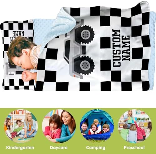 Personalized Toddler Nap Mat for Preschool, Custom Kids Nap Mat with Name, Extra Soft Preschool Nap Mat with Pillow & Blanket, Roll Up Daycare Sleeping Mat for Kids Boys - Image 3