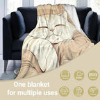 Cute White Cat and Heart Throw Blanket, Lightweight Warm Adorable Kitten Flannel Blanket, Home Decor and Gifts, Soft Cozy Blankets for Women Girls Teens, 60"x80" for Bed Couch Travel - Image 5