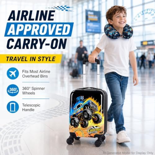5PCS Kids Luggage Boys Suitcase Set, 16" Hardside Carry-on Truck - Image 6
