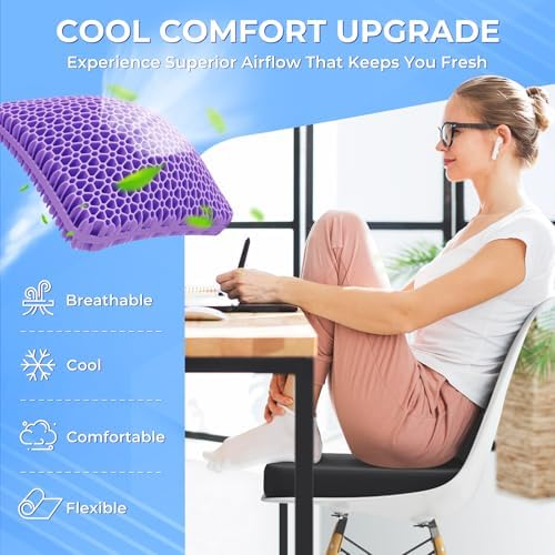 TushGuard Gel Seat Cushion for Long Sitting, Enlarged & Thickened Patent Design Office Chair Seat Cushion, Breathable Cooling Pads for Chairs, Soft Car Cushions for Wheelchair(2" Thick, Black) - Image 2