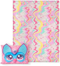 Northwest Furby Wavy Pink Furby Silk Touch Throw Blanket 50 x 60 Inches with Plush Pocket Pillow 14 x 20 Inches - Comfy & Cozy Blanket & Pillow Set for Boys and Girls by Northwest