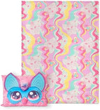 Northwest Furby Wavy Pink Furby Silk Touch Throw Blanket 50 x 60 Inches with Plush Pocket Pillow 14 x 20 Inches - Comfy & Cozy Blanket & Pillow Set for Boys and Girls by Northwest