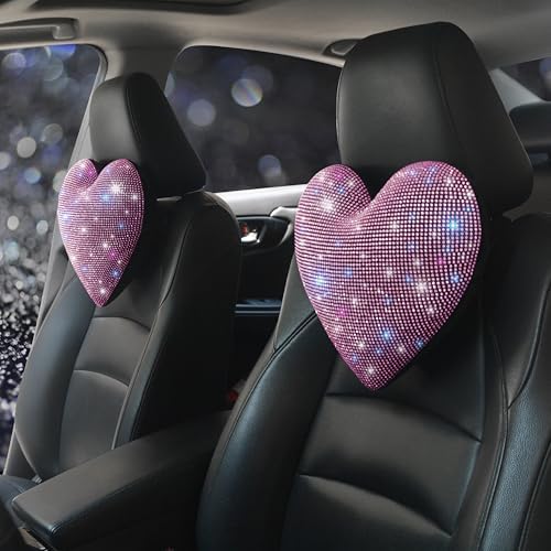 Bling Head Rest Pillows for Car, Pink, 2 Pieces by Pirador