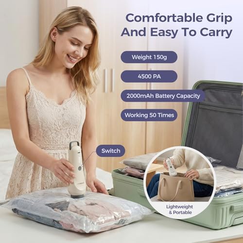 Travel Vacuum Bags with Electric Pump, Compression 12-Piece - Image 3