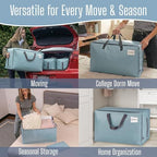 VENO 6 Pack Extra Large Heavy Duty Moving Bags with Wide Opening & Reinforced Handles, Reusable Storage Tote Bags with Strong Zippers for Clothes, College Dorm Essentials & Moving Supplies - Image 6