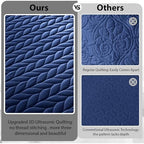 King Quilt Set Bedspread Coverlet Bedding Leaf Navy 106"x96" - Image 5