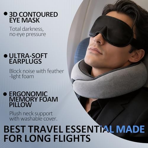 Travel Pillow for Long Flights,Memory Foam Neck Pillow,360° Neck Support - Image 6