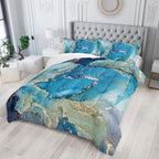 Nttopship Marble Comforter Set Sky Blue Marble Bedding Set Soft Microfiber Minimalist Comforter Sets Twin Size with 2 Pillowcases - Image 2