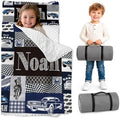 Personalized Toddler Nap Mat with Pillow and Blanket, Monogram Nap Mats for Preschool Daycare, Custom Thickened Large 55”x22.5” Sleeping Bag for Kids, Rollup Sleeping Mat for Boys Girls Gift by Feraurae