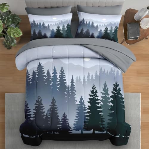 Pamnest Twin Comforter Set with Sheets, 5 Pieces Forest Mountain Bedding by PAMNEST