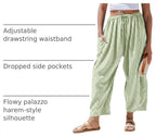 TARSE Womens Linen Wide Leg Striped Pants Casual Barrel Palazzo Harem Pants - Image 4