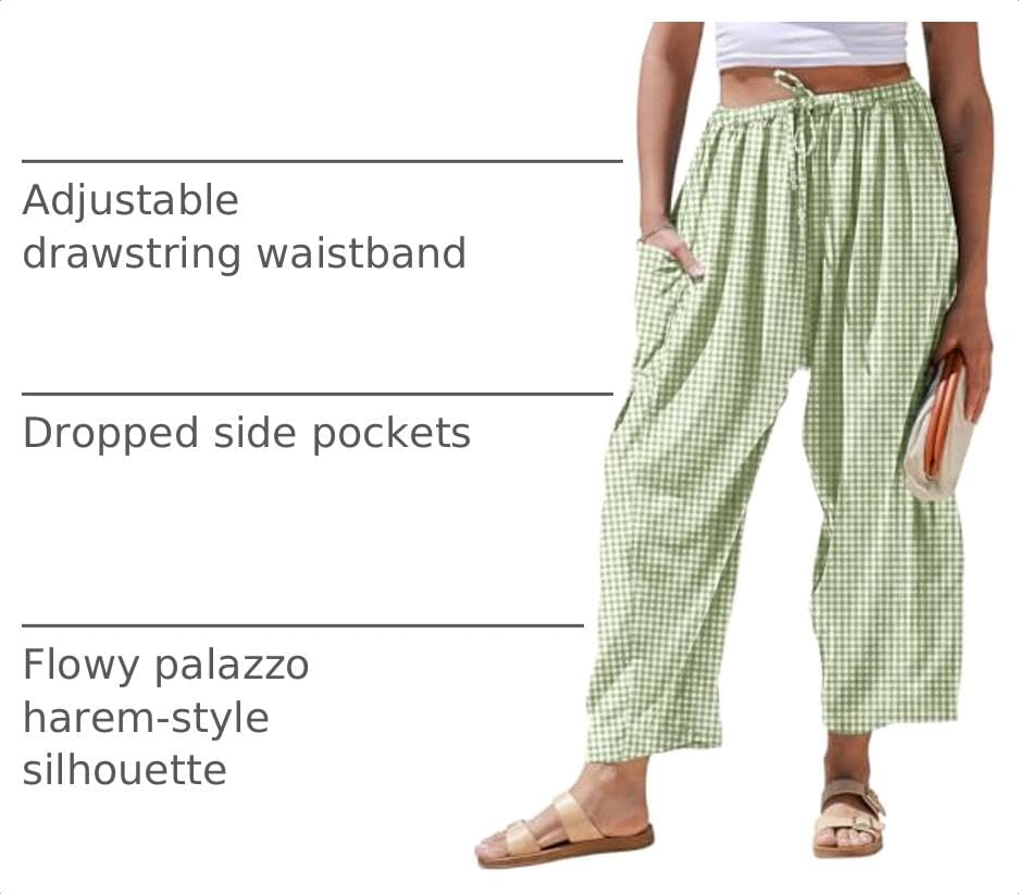 TARSE Womens Linen Wide Leg Striped Pants Casual Barrel Palazzo Harem Pants - Image 4