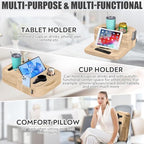 TabCouchCaddy - Couch Cup Holder Tray Pillow - Bed, Couch Caddy, Sofa, RV & Car - Holds Drinks, Snacks, Remotes, Phones, Kindle, Tablet | Bed Cup Holder (Beige) - Image 5
