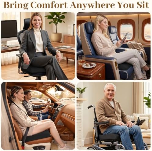 TranquilRelax 2XL Memory Foam Seat Cushion for Office Chair, Black - Image 5