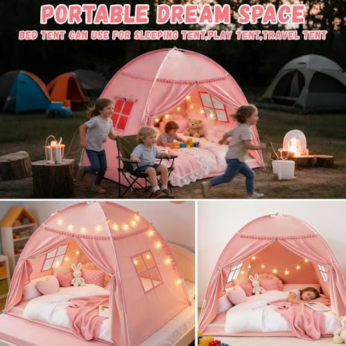 Full Size Kids Play Tent, Indoor Privacy Canopy Teepee for Boys & Girls, Portable Dark Room Sleeping Tent for Bedroom Floor Camping - Image 7