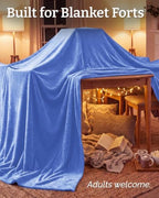 Fleece Blanket Giant 120" x 180" - Ultra-Soft Flannel Throw - Vista Blue - Image 5