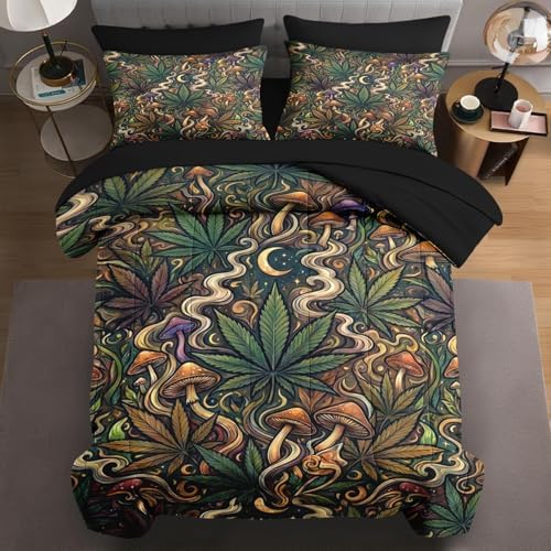 WeCozy Twin Comforter Set with Sheets, 5 Pieces Mushroom Herb Bedding by WeCozyHomeDecor