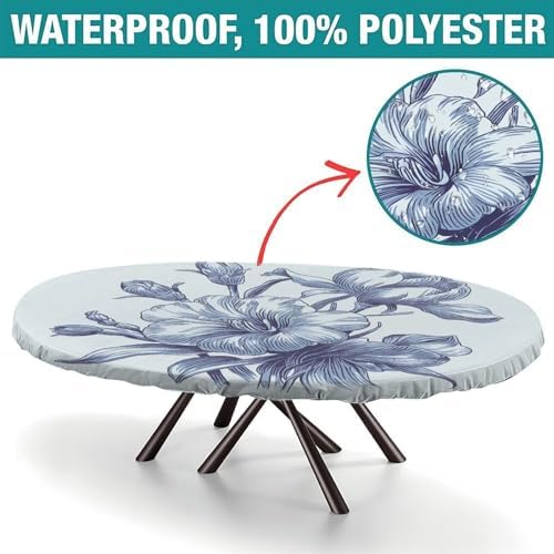 Tablecloths Oval, Plaid Pattern Printed on Elastic Table Covers, for Home & Daily Use Nightstands, Fits for 60" x 84" Oval Tables - Image 2