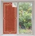 Window Privacy Film Frosted, Brick Red Botanical Non-Adhesive Static Cling Window Tint, Vintage Florals Geometric Minimalist Insulated Windows Frosted Films for Living Room, 35.4 x 78.7 Inches by Unknown