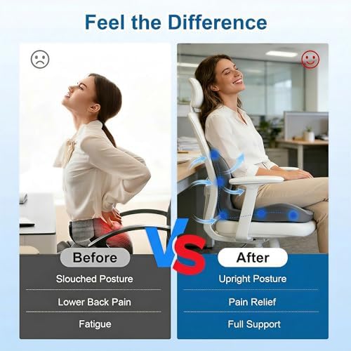 Car Seat Cushion with Back Support for Driving, Ergonomic Support Relief Pad for Auto/Truck/Office, Hollow Ventilation, Anti-Slip Driver Seat Cushion, Washable Cover, 18.1"x17"(Grey) - Image 2
