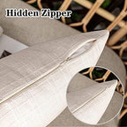 Kevin Textile Outdoor Waterproof 26”x26” Pillow Covers 2 Pack, Light Beige - Image 3