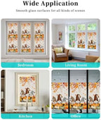 Window Privacy Film Frosted, Thanksgiving Static Cling Door Window Covering, Gnomes Pumpkin Sunflower Maple Leaves Linen UV Blocking Windows Film for Office, Hotel, Bedroom, 29.5 x 78.7 Inches - Image 7