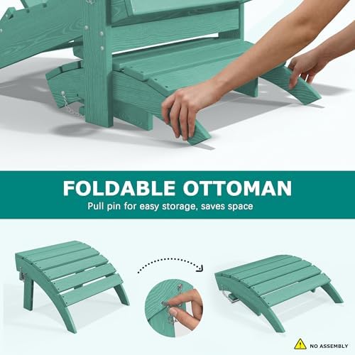 PLUUV Folding Adirondack Ottoman Footrest for Adirondack Chair, Aruba - Image 3