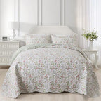 NEWLAKE Quilt Bedspread Sets - Blooming Classic Floral Pattern Reversible Coverlet Set, Queen Size by NEWLAKE