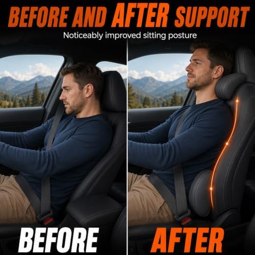 Memory Foam Car Neck Pillow, Car Headrest Neck Pillow (Black-Set) - Image 3