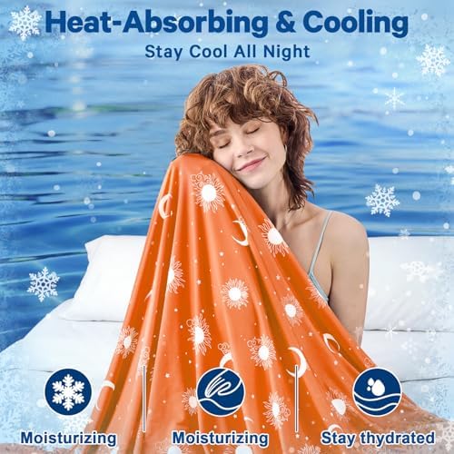inhand Cooling Blanket Twin Size (60"x80") - Double Sided Cooling Blankets for Hot Sleepers, Cool Soft Lightweight Summer Blanket for Dorm Room Essentials, Picnic, College Dorm Bedding Sunset Orange - Image 2