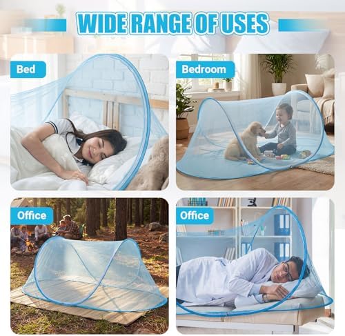 2 Pcs Mosquito Netting for Camping Bed 78 * 31 * 22 Inch, Blue - Image 6