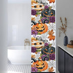 Window Privacy Film Frosted, Pumpkins Halloween Reusable Static Cling Window Tints, Black Horror Purple Floral Botanical Heat Control Windows Films for Offices, Balcony, 29.5 x 118 Inches - Image 3